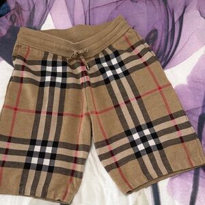 Burberry Beige Plaid Shorts